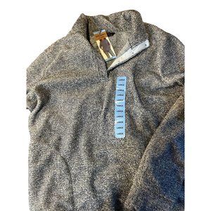 Eddie Bauer Women's Blue Plush Quarter-button Sweater Large